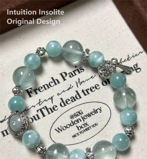 Green Fluorite, Green Ocean Jasper, and Jade Box Crystal Designed Bracelet