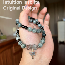 Hawk's Eye Obsidian Four Seasons Phantom Sterling Silver Crystal Design Bracelet