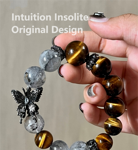 Yellow Tiger's Eye and 16mm Flashing Spirit Crystal Designed Bracelet