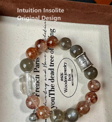 Silver Moonlight, Black Gold, and Sterling Silver Crystal Designed Bracelet