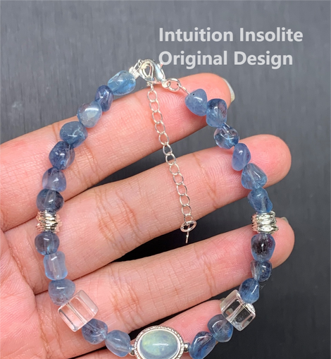 Aquamarine, Clear Quartz, and Faceted Morganite Crystal Designed Bracelet