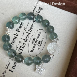 reen Fluorite, White Quartz, and Star Diamond Crystal Designed Bracelet