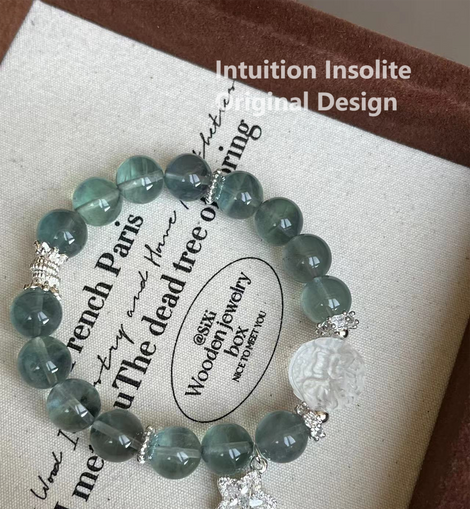 reen Fluorite, White Quartz, and Star Diamond Crystal Designed Bracelet