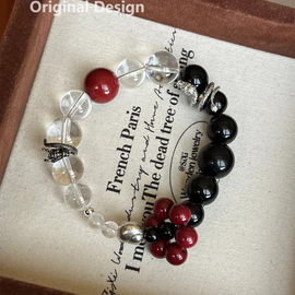 Rainbow Obsidian, White Crystal, and Cinnabar Crystal Bracelet